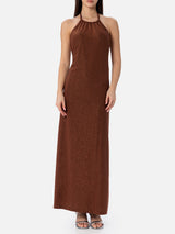 Lurex brown knitted long dress