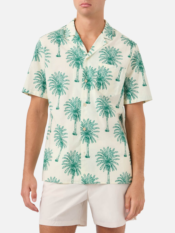 Camisa de algodón de manga corta Kalea con estampado de palmeras 