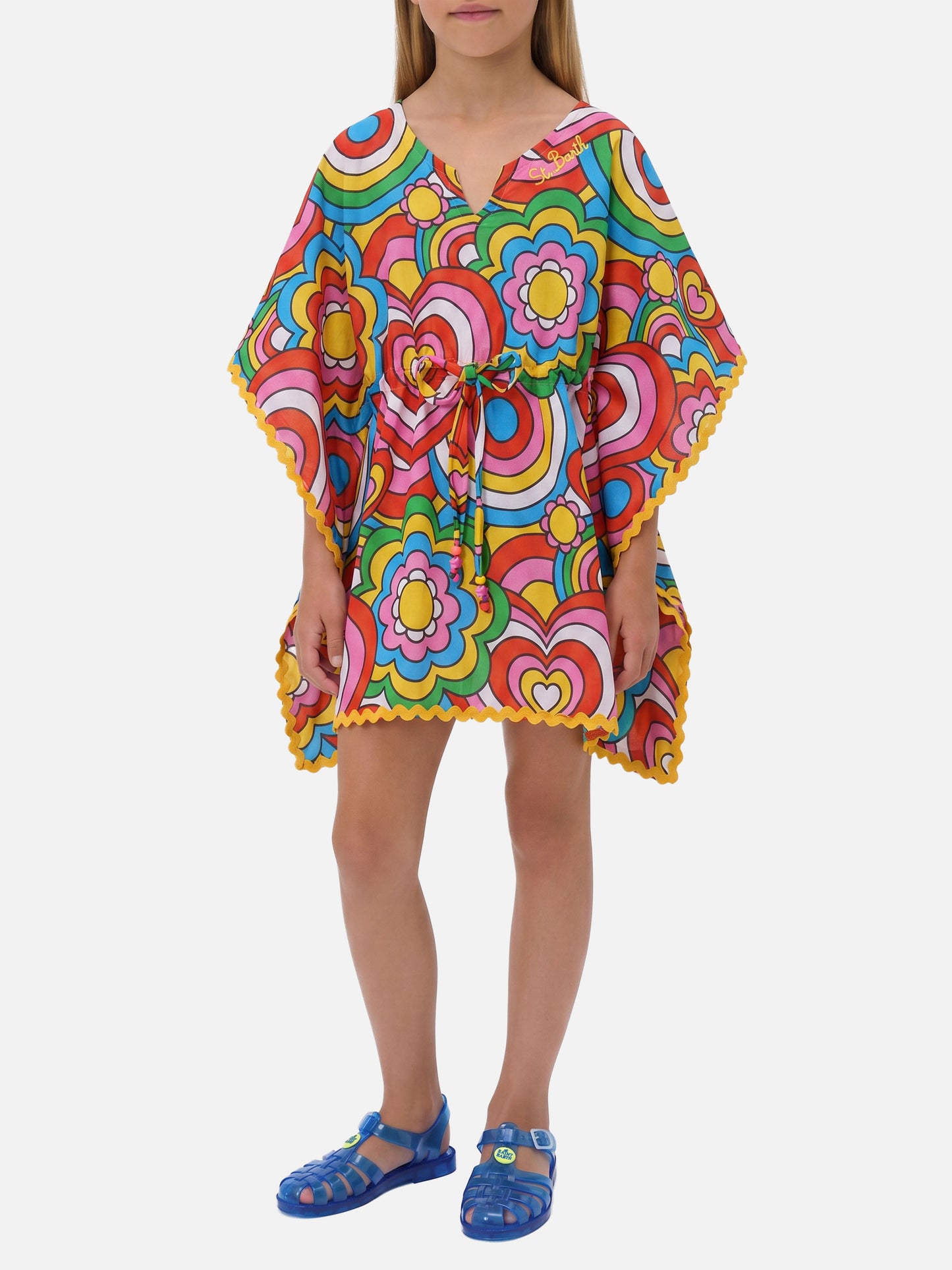 Kate poncho with crazy shapes print