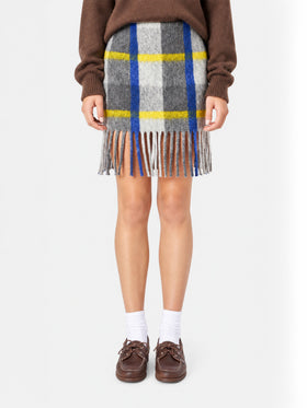 Katrine skirt with fringes and tartan pattern