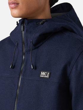 Hooded navy blue windbreaker jacket Kauris