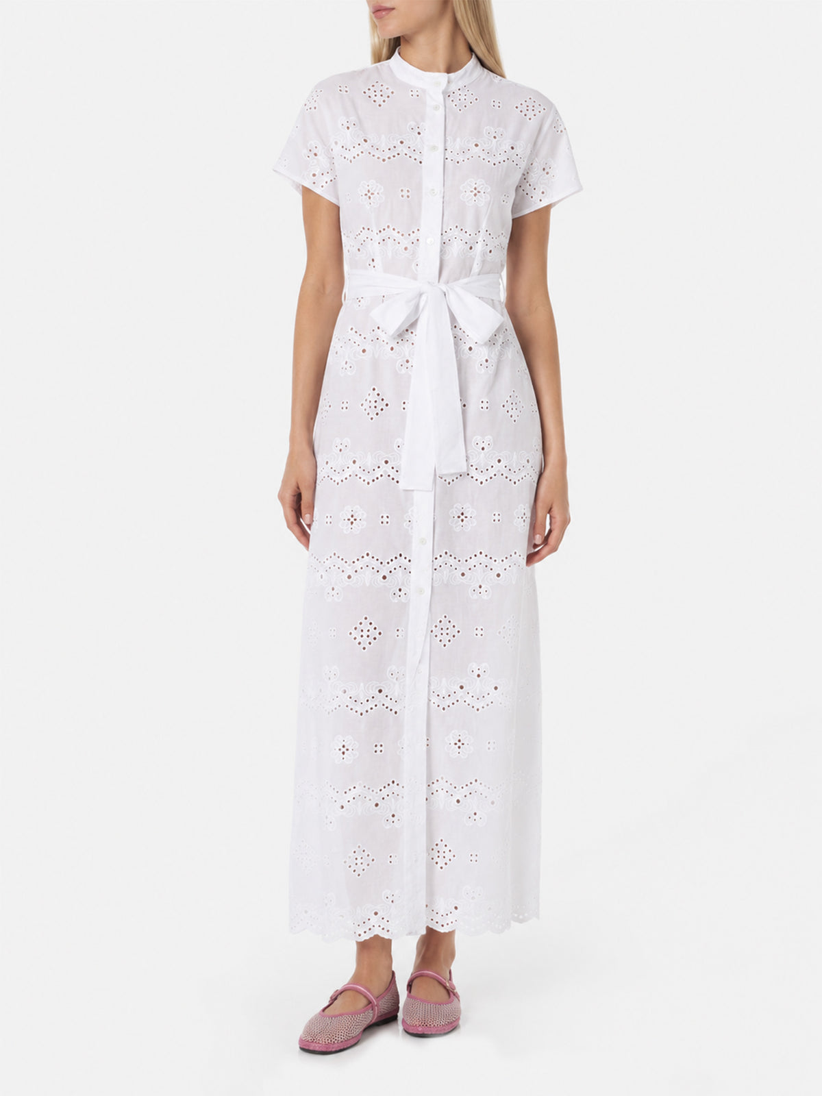 Vestido largo White Keira sangallo 
