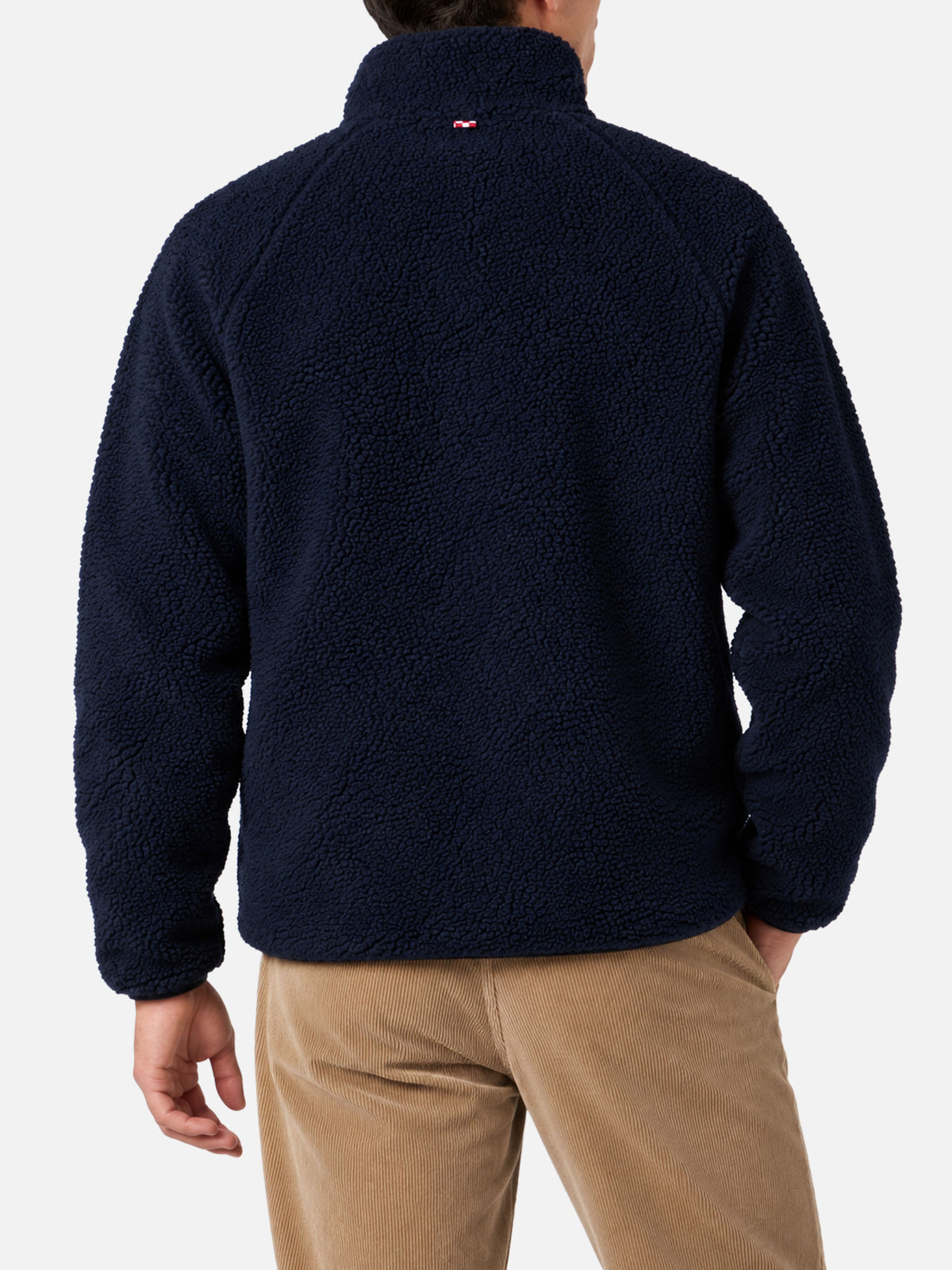 Keystone blaue Sherpa-Jacke mit karierten aufgesetzten Taschen 