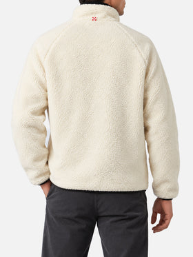 White Keystone sherpa jacket with pied de poule pockets