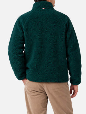 Chaqueta Keystone de sherpa verde con bolsillos de parche pied de poule 