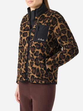 Teddy-fleece jacket Keystone with leopard print
