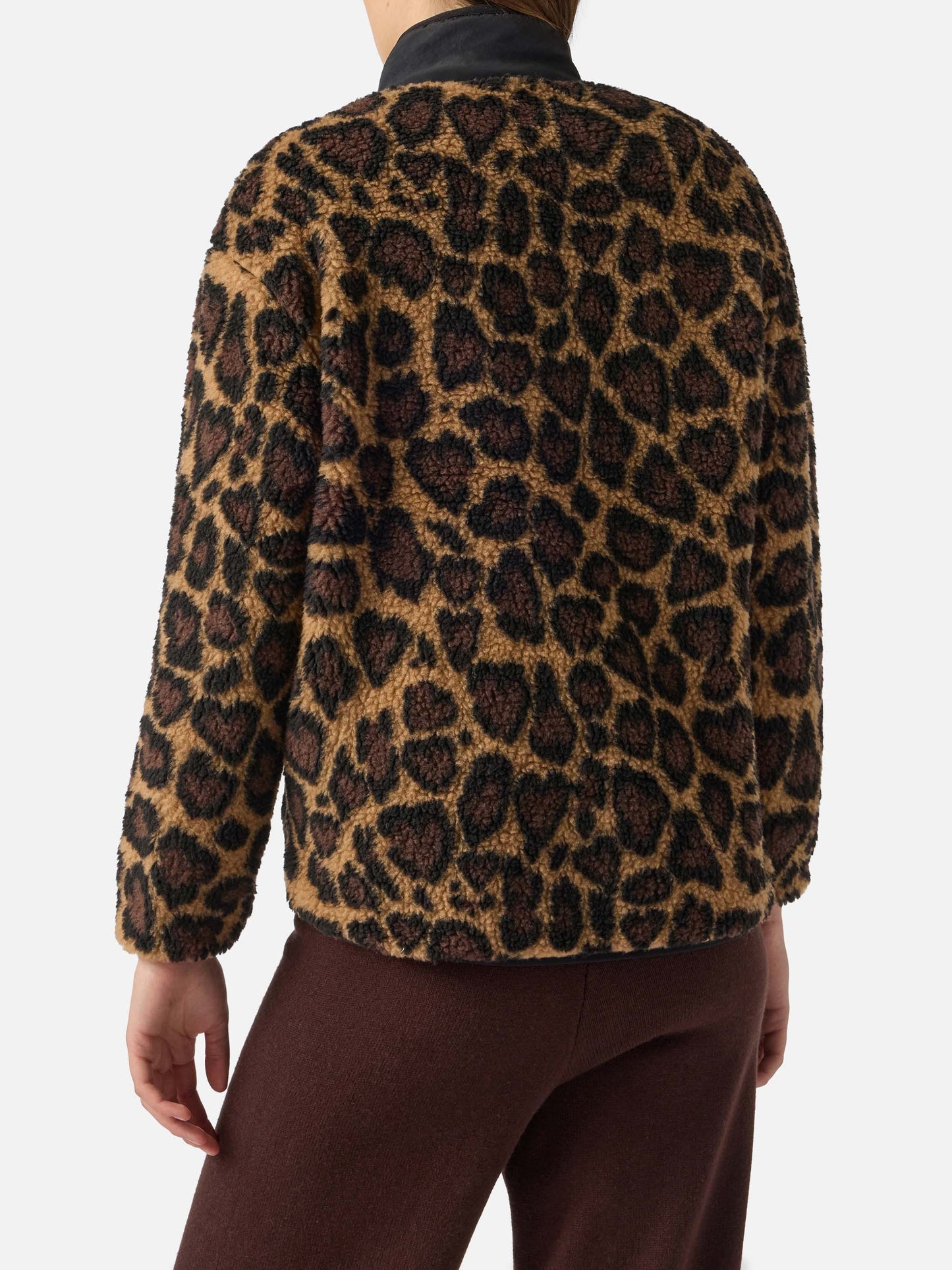Teddy-fleece jacket Keystone with leopard print