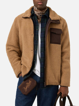 Chaqueta teddy Keystone Beige con cierre de cremallera 