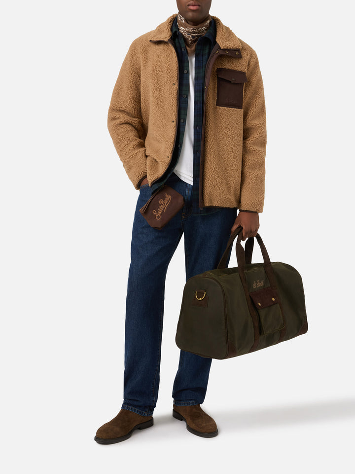 Beige Keystone teddy jacket with zip closure