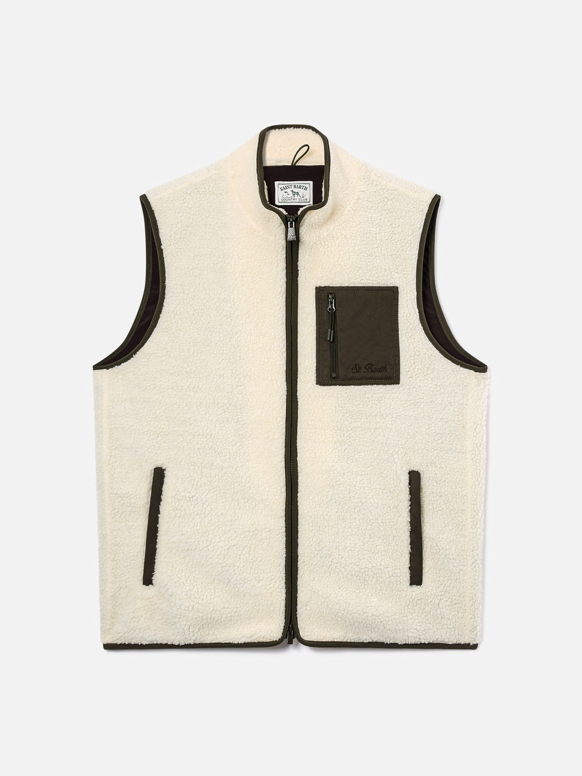 Gilet teddy Keystone Off white avec fermeture zippée 