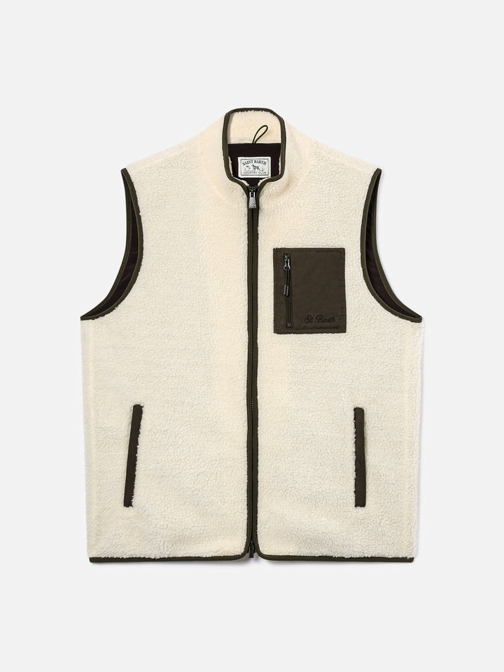 Gilet Keystone bianco panna in teddy con chiusura con zip