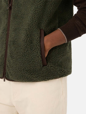 Chaleco teddy Keystone verde militar con cierre de cremallera 