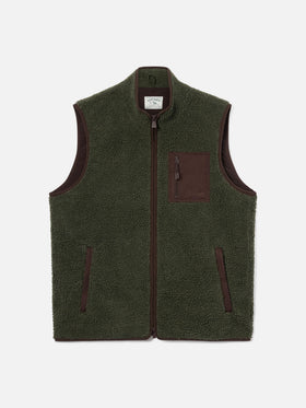 Gilet Keystone verde militare in teddy con chiusura con zip