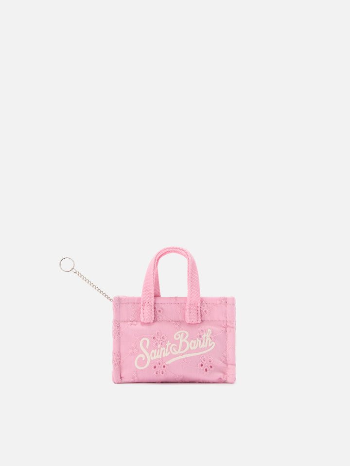Sangallo cotton mini bag–shaped keychain with printed logo