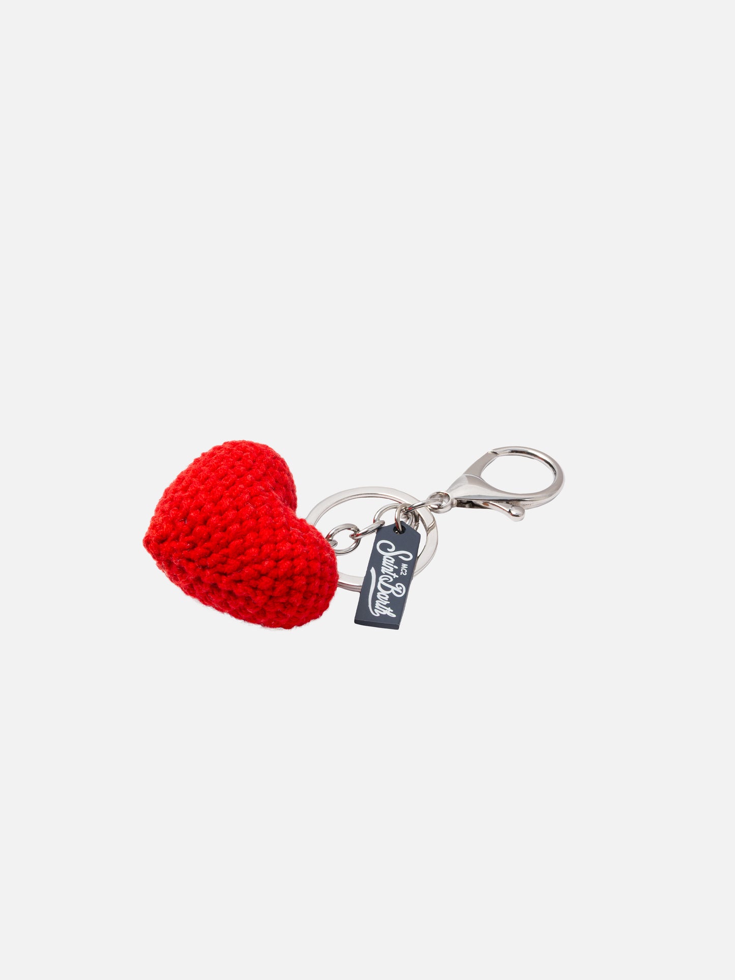 Portachiavi Keyring con charm cuore all'uncinetto