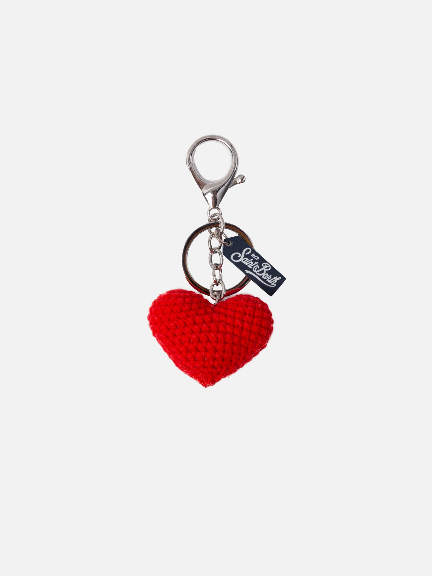Portachiavi Keyring con charm cuore all'uncinetto