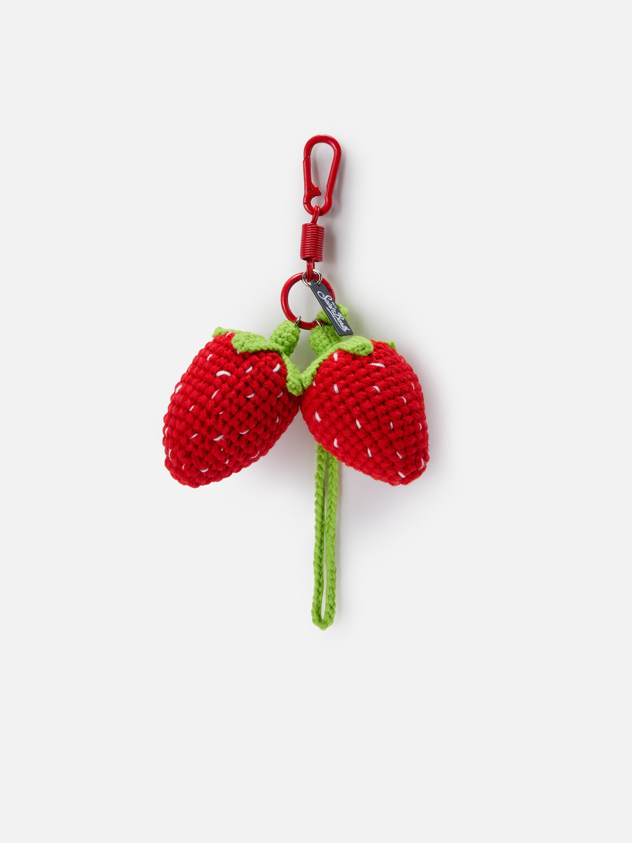 Crochet strawberry-shaped keychain with lobster clasp – MC2 Saint