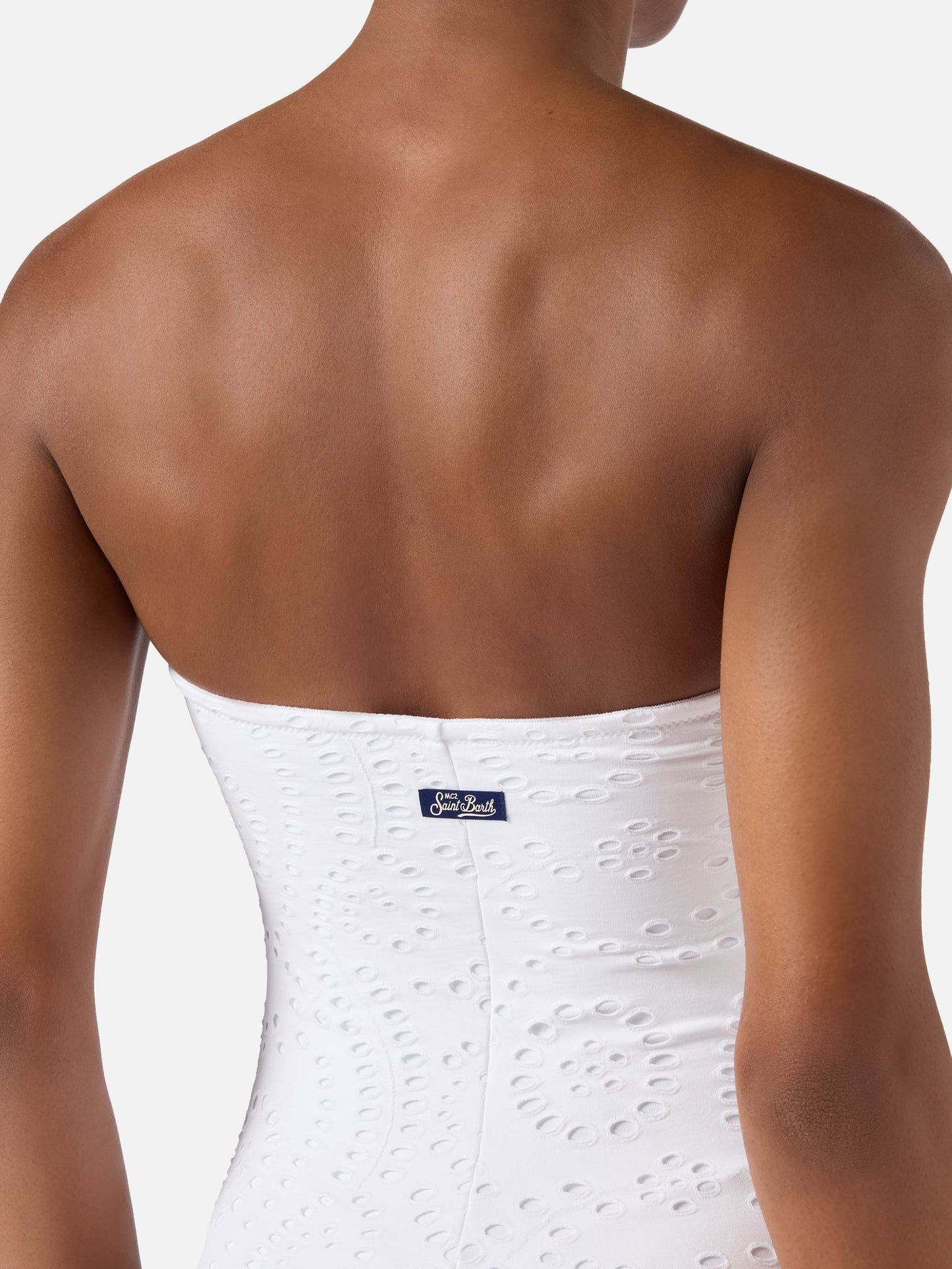 Costume intero Khyra in sangallo bianco a fascia