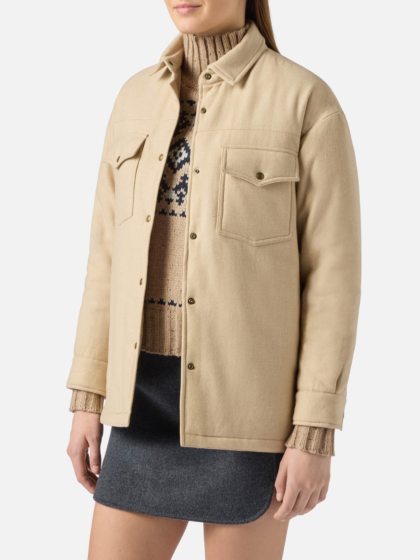 Damen-Wolljacke mit Saint-Barth-Strass-Print