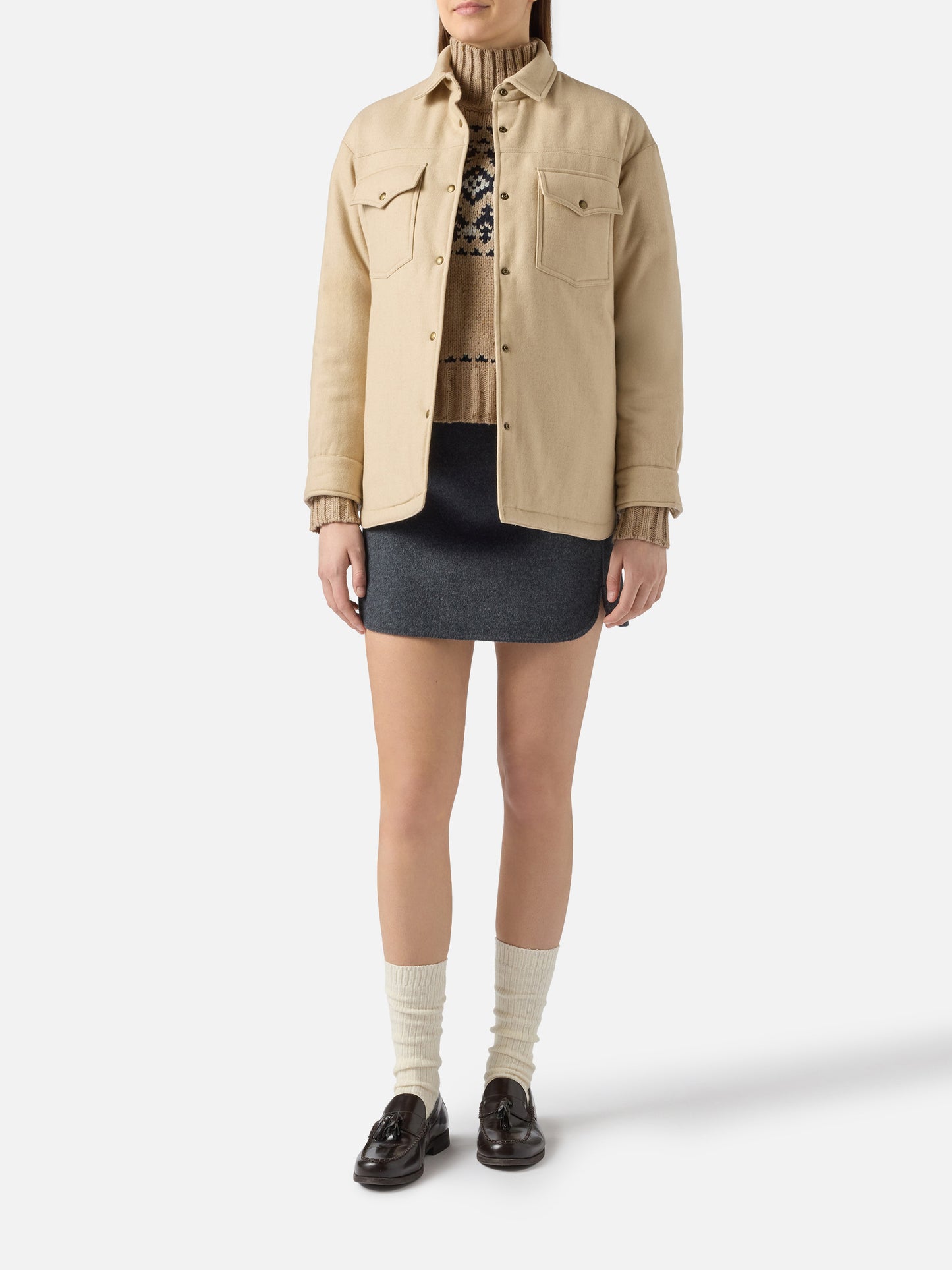 Damen-Wolljacke mit Saint-Barth-Strass-Print