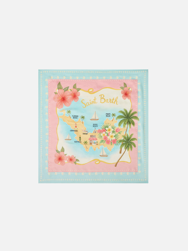 Foulard Kitana in seta con stampa mappa St. Barth