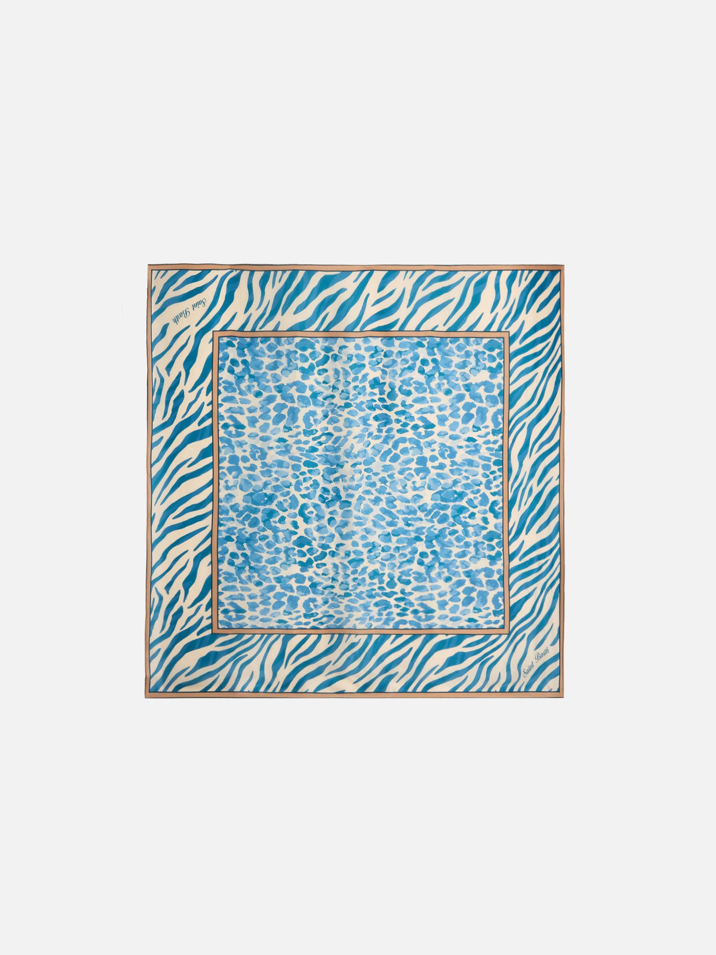 Kitana pure silk foulard with blue animal print