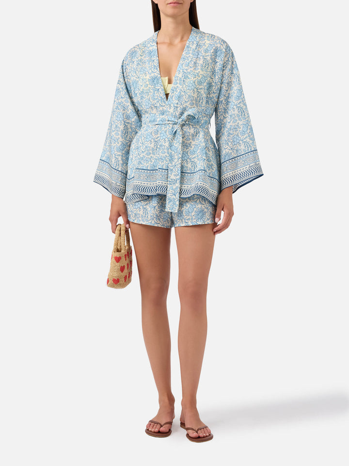 Shorts Kammy in seta con stampa batik floreale
