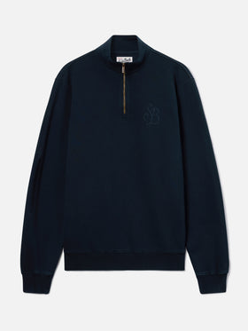 Felpa Kenneth blu navy in cotone con monogramma SB Legacy