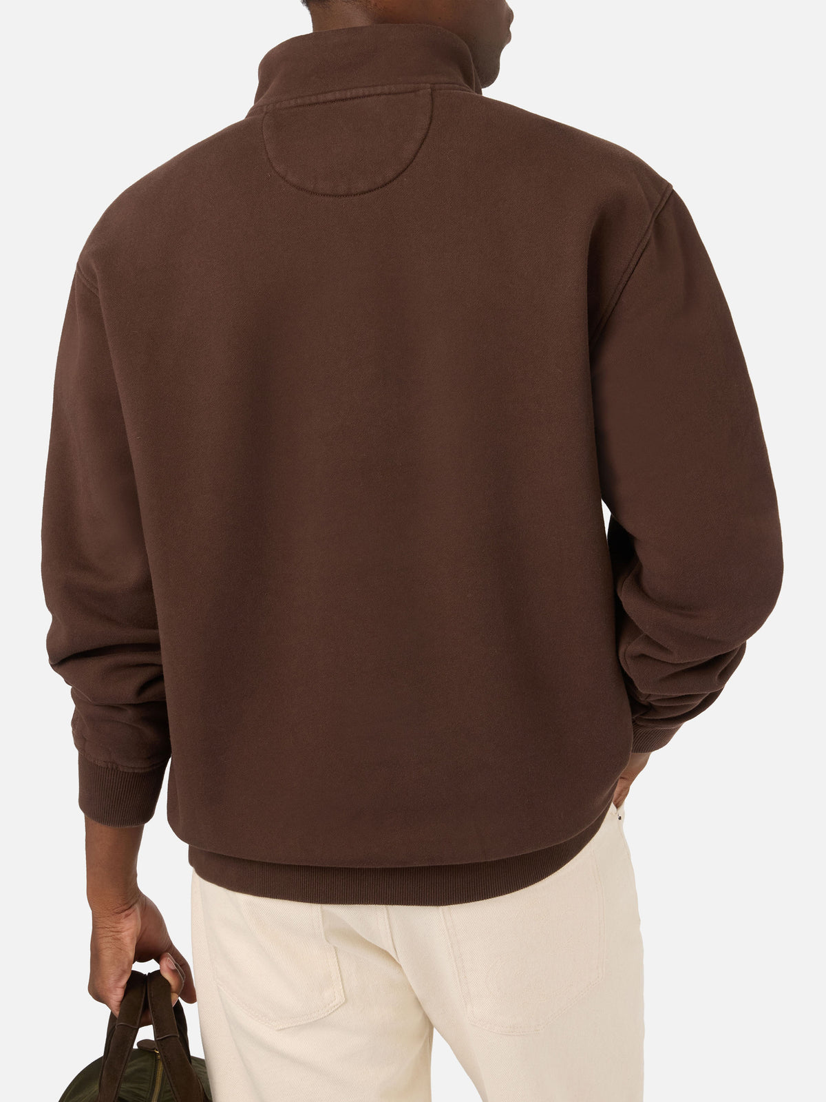 Felpa Kenneth marrone scuro in cotone con monogramma SB Legacy