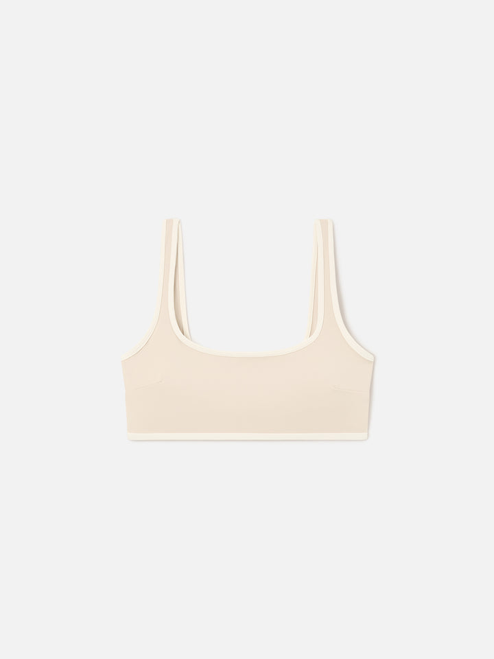 Haut de fitness Kassie beige avec finitions contrastantes 