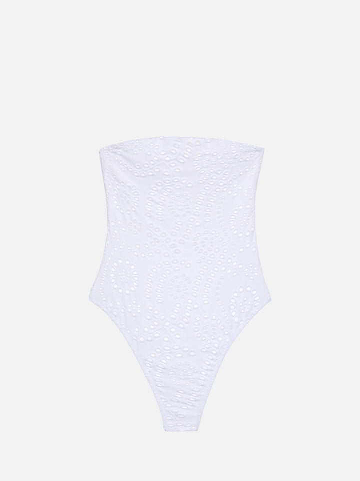 Kayla white sangallo lace one-piece swimsuit - MC2 Saint Barth