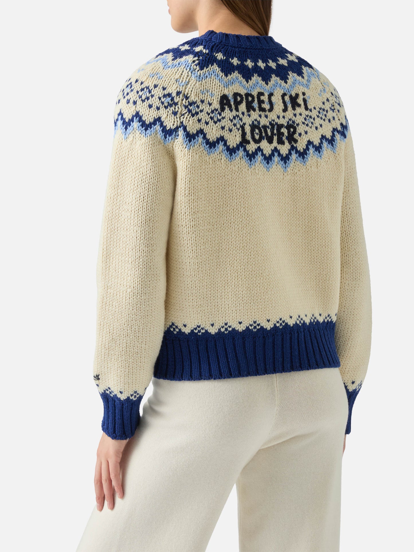 Kyla wool sweater with fair-isle jacquard and Apres Ski Lover embroidery