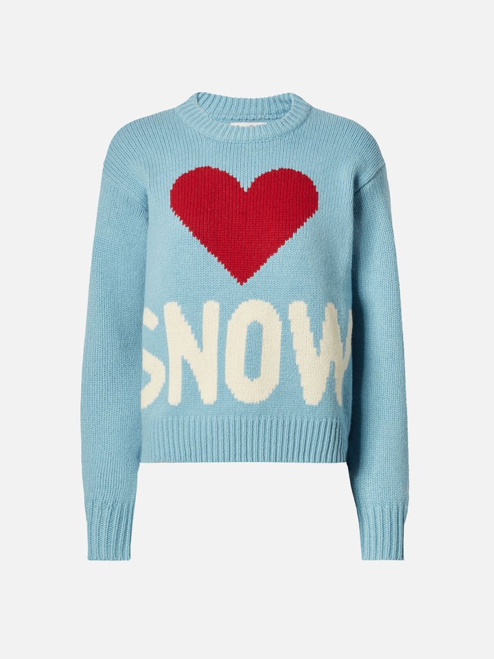 Maglione Kyla in lana azzurro con jacquard Snow
