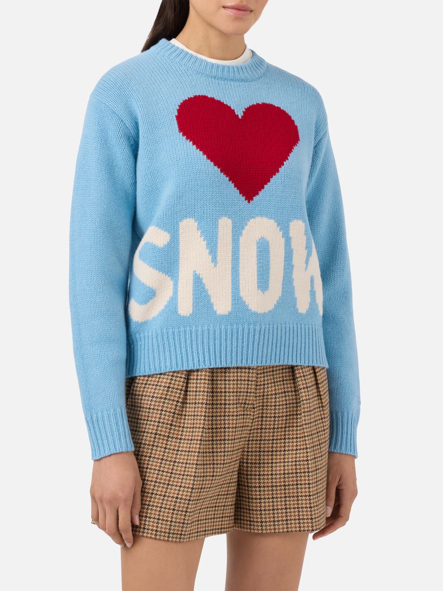 Kyla wool sweater in light blue with Snow jacquard