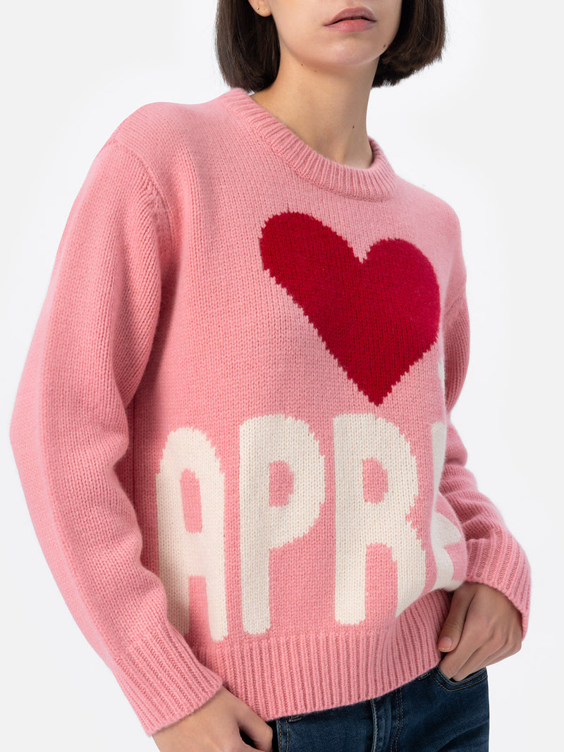 Maglione rosa fair isle da donna Kyla con stampa Apres Ski