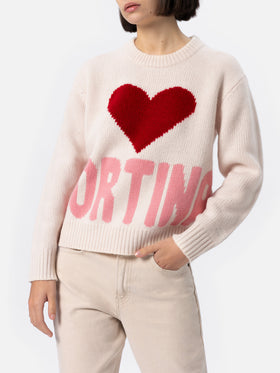 Woman white fair isle sweater Kyla with Cortina jacquard
