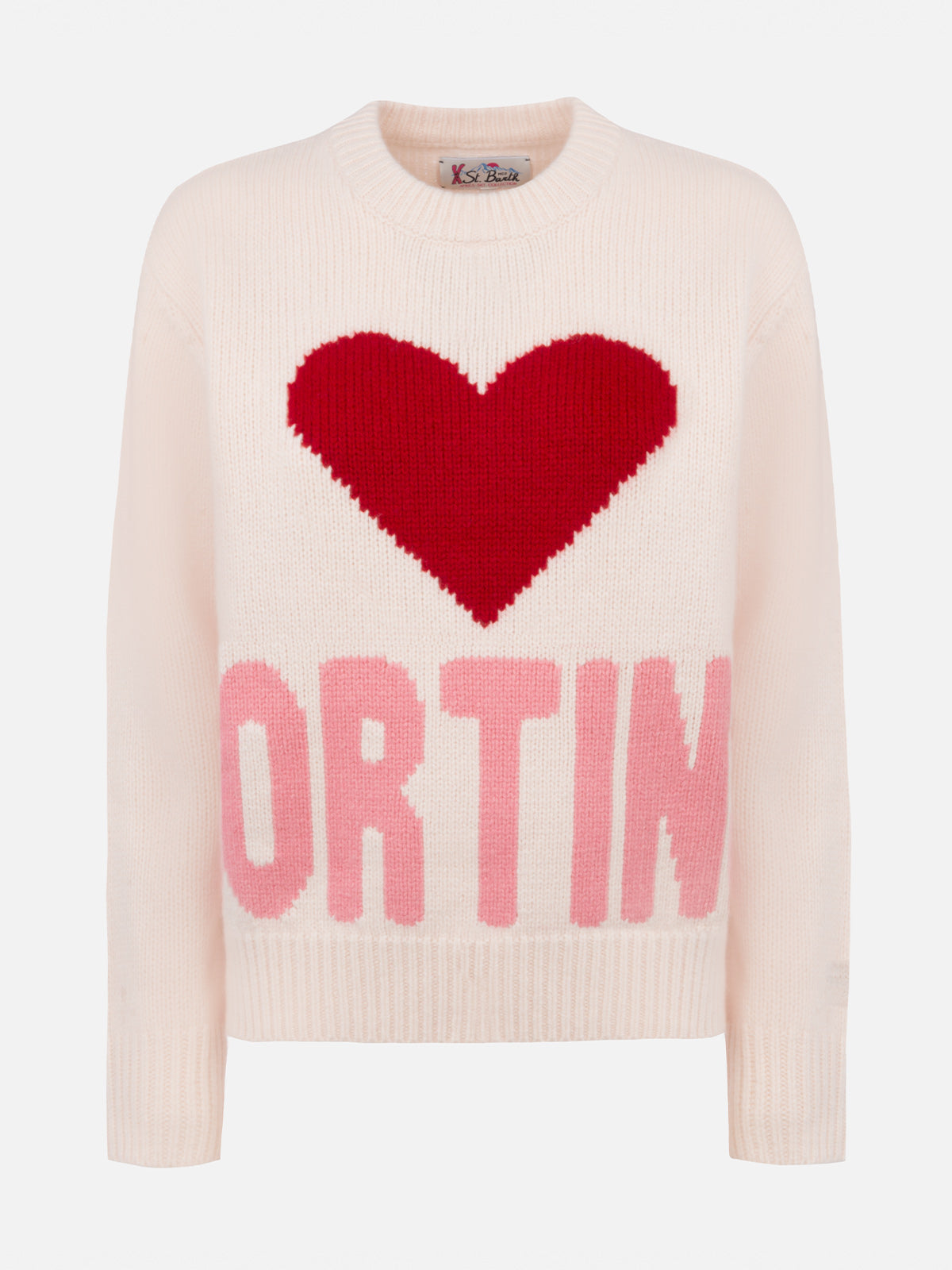 Woman white fair isle sweater Kyla with Cortina jacquard