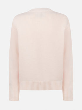 Woman white fair isle sweater Kyla with Cortina jacquard