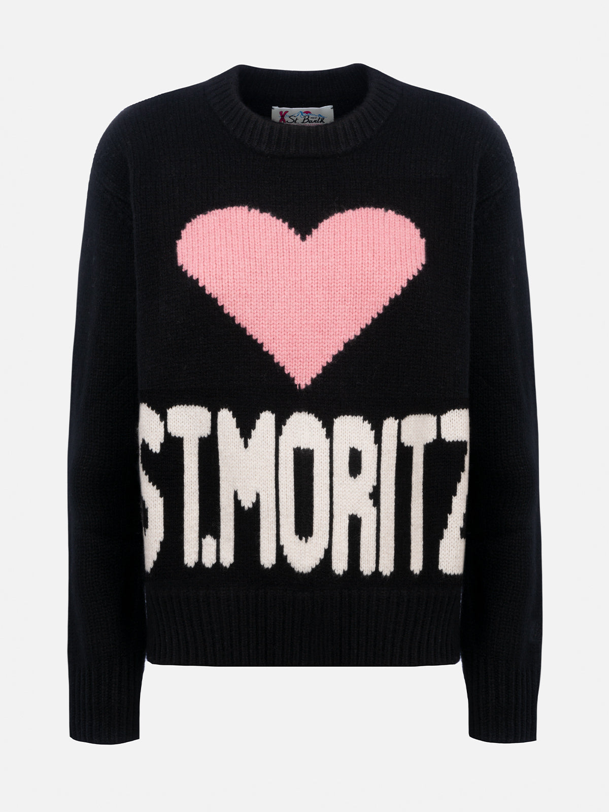 Schwarzer Fair-Isle-Pullover Kyla für Damen mit St. Moritz-Jacquard