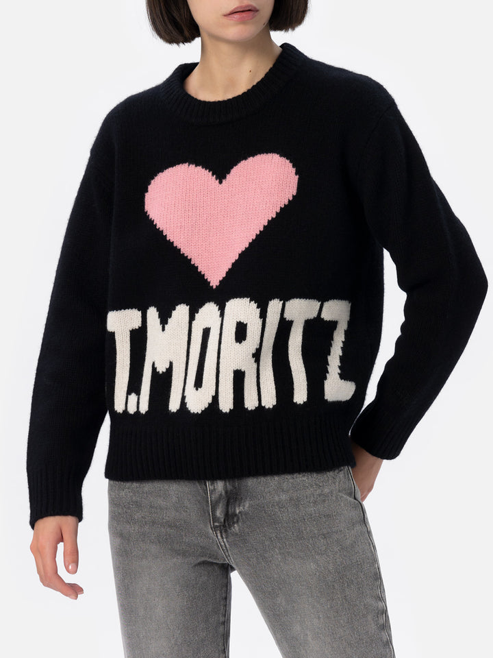 Schwarzer Fair-Isle-Pullover Kyla für Damen mit St. Moritz-Jacquard