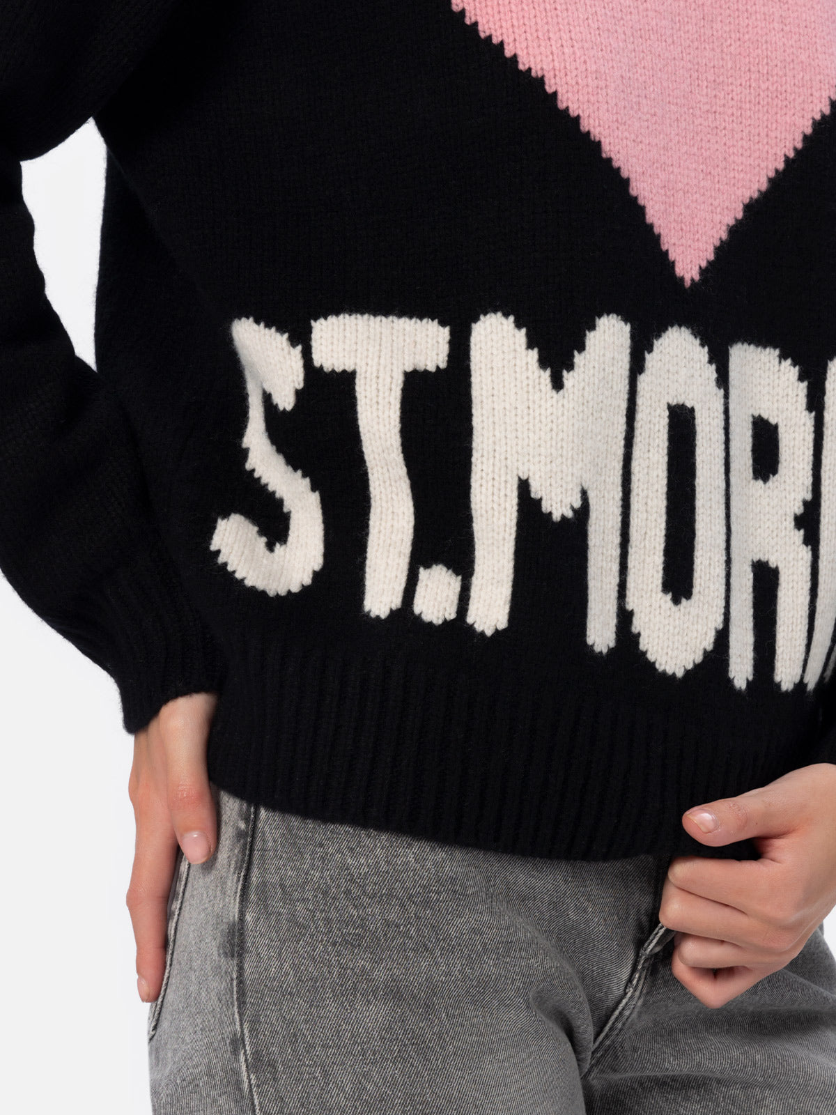 Schwarzer Fair-Isle-Pullover Kyla für Damen mit St. Moritz-Jacquard