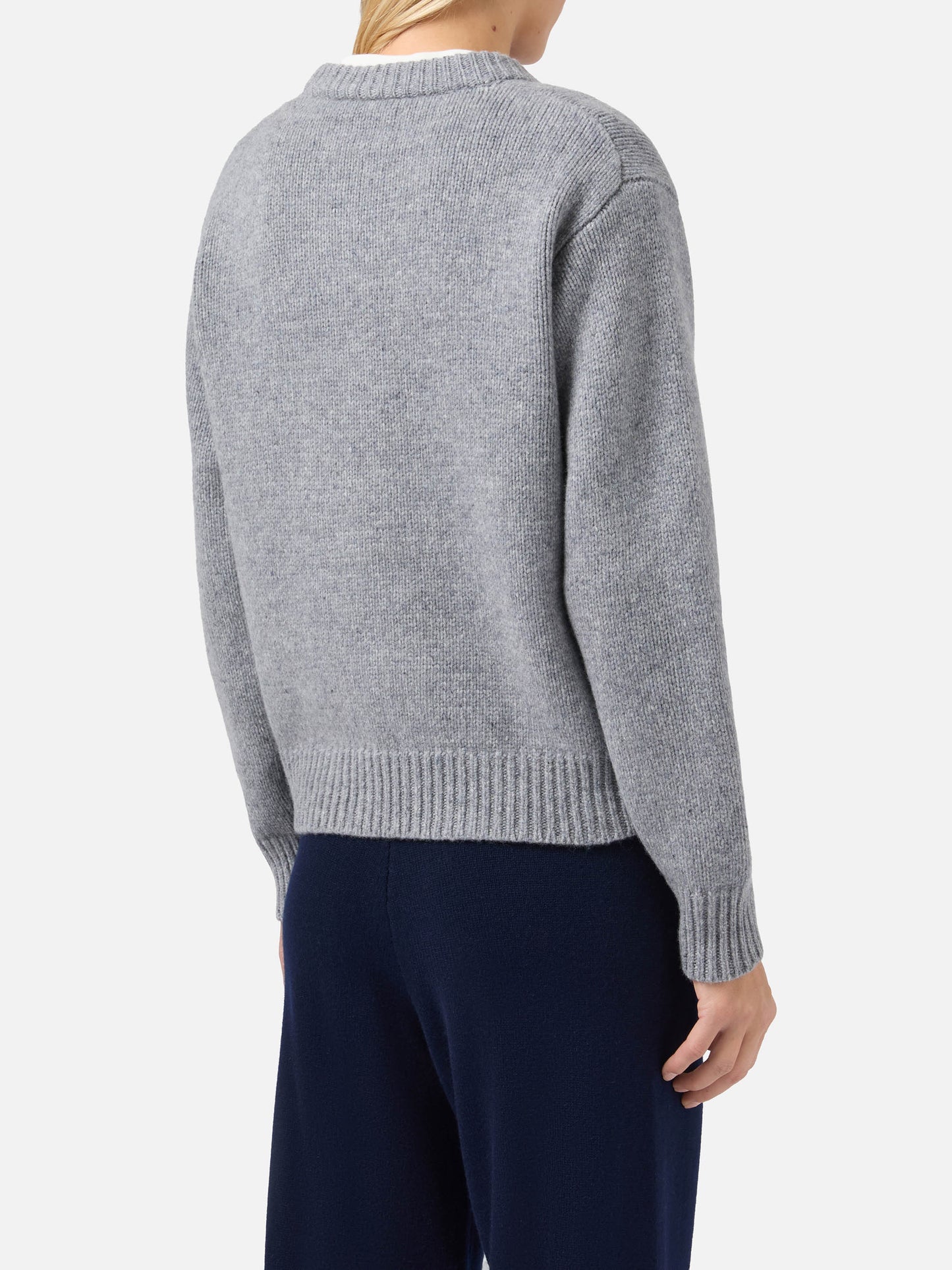 Maglione Kyla in lana grigio con jacquard St. Moritz