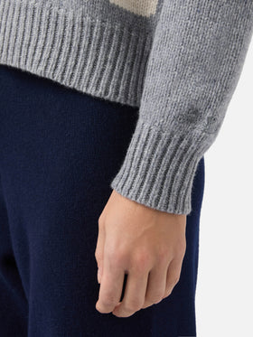 Maglione Kyla in lana grigio con jacquard St. Moritz