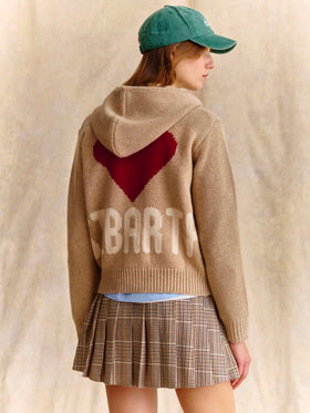 Beiger Kyla Kapuzenpullover aus Wollstrick mit St. Barth Intarsie 
