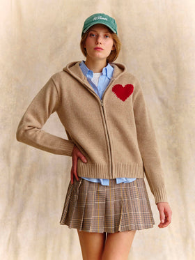 Beiger Kyla Kapuzenpullover aus Wollstrick mit St. Barth Intarsie 
