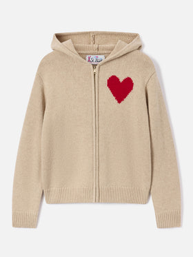 Beiger Kyla Kapuzenpullover aus Wollstrick mit St. Barth Intarsie 