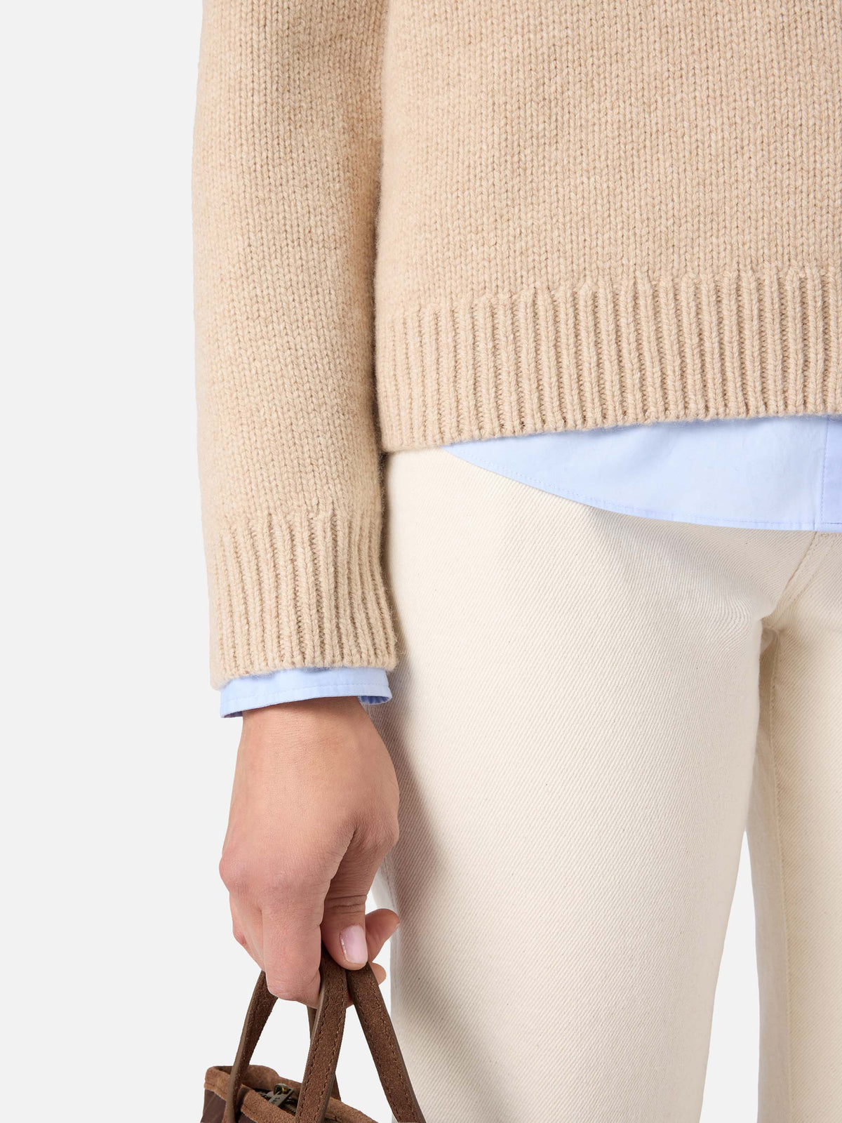 Beige Kyla wool knit hoodie with St. Barth intarsia