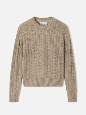 Greige Lalia Donegal wool blend crewneck knit