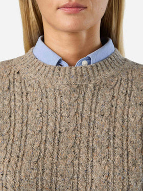 Greige Lalia Donegal wool blend crewneck knit
