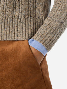Greige Lalia Donegal wool blend crewneck knit